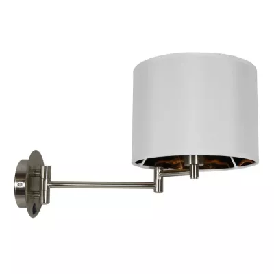 Čtecí nástěnná lampa s vypínačem ALEXIA - 1xE14, 40W, chromovaná / bílá