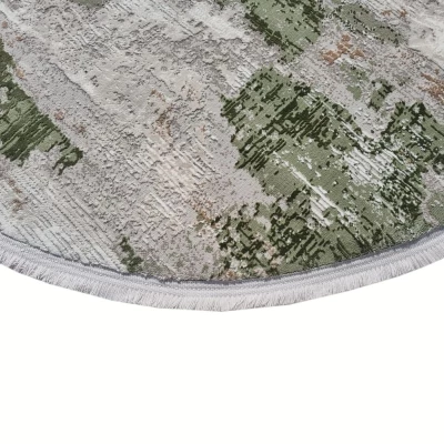 VÝPRODEJ - Kulatý koberec 100 cm STEFANO - béžový / zelený