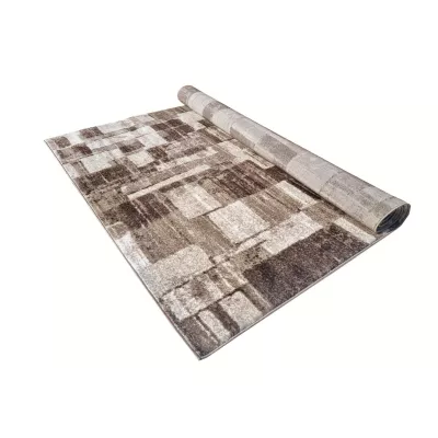 VÝPRODEJ - Kusový koberec 80x150 cm DEMIAN se vzorem patchwork - hnědý / béžový