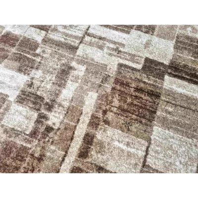 VÝPRODEJ - Kusový koberec 80x150 cm DEMIAN se vzorem patchwork - hnědý / béžový