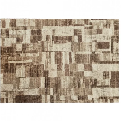 VÝPRODEJ - Kusový koberec 80x150 cm DEMIAN se vzorem patchwork - hnědý / béžový