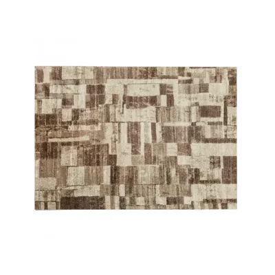 VÝPRODEJ - Kusový koberec 80x150 cm DEMIAN se vzorem patchwork - hnědý / béžový