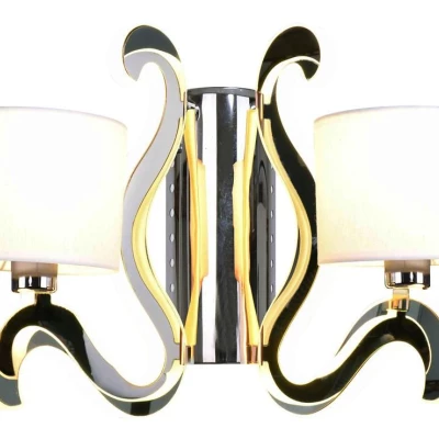 Moderní nástěnná lampa AMBROSIA - 2xE14, 40W + LED 12,3W, 2800K (teplá bílá), chromovaná