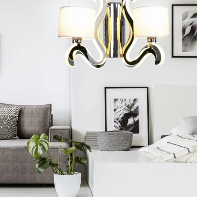 Moderní nástěnná lampa AMBROSIA - 2xE14, 40W + LED 12,3W, 2800K (teplá bílá), chromovaná