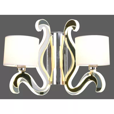 Moderní nástěnná lampa AMBROSIA - 2xE14, 40W + LED 12,3W, 2800K (teplá bílá), chromovaná