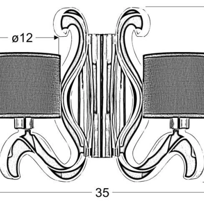 Moderní nástěnná lampa AMBROSIA - 2xE14, 40W + LED 12,3W, 2800K (teplá bílá), chromovaná