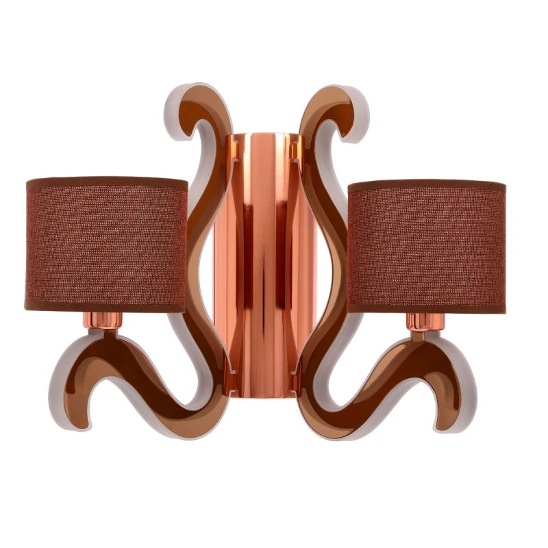 Moderní nástěnná lampa AMBROSIA - 2xE14, 40W + LED 12,3W, 2800K (teplá bílá), měděná