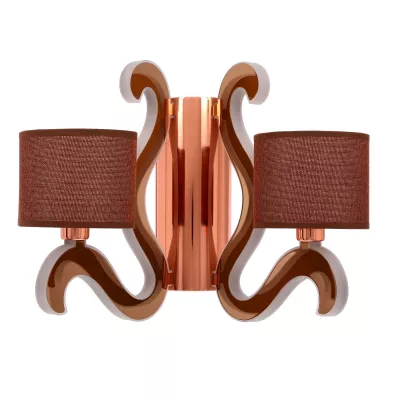 Moderní nástěnná lampa AMBROSIA - 2xE14, 40W + LED 12,3W, 2800K (teplá bílá), měděná