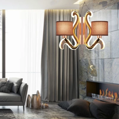 Moderní nástěnná lampa AMBROSIA - 2xE14, 40W + LED 12,3W, 2800K (teplá bílá), měděná