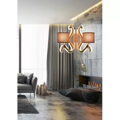 Moderní nástěnná lampa AMBROSIA - 2xE14, 40W + LED 12,3W, 2800K (teplá bílá), měděná