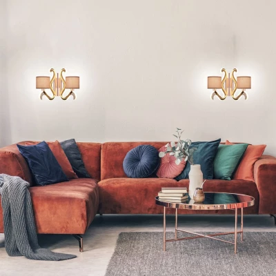 Moderní nástěnná lampa AMBROSIA - 2xE14, 40W + LED 12,3W, 2800K (teplá bílá), měděná