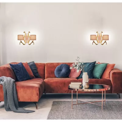 Moderní nástěnná lampa AMBROSIA - 2xE14, 40W + LED 12,3W, 2800K (teplá bílá), měděná