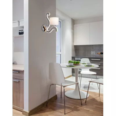 Moderní nástěnná lampa AMBROSIA - 1xE14, 40W + LED 6W, 2800K (teplá bílá), chromovaná