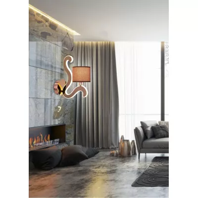 Moderní nástěnná lampa AMBROSIA - 1xE14, 40W + LED 6W, 2800K (teplá bílá), měděná