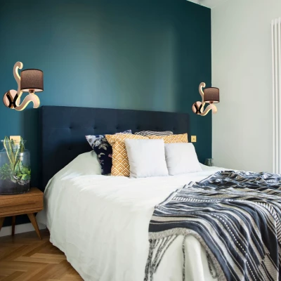 Moderní nástěnná lampa AMBROSIA - 1xE14, 40W + LED 6W, 2800K (teplá bílá), měděná