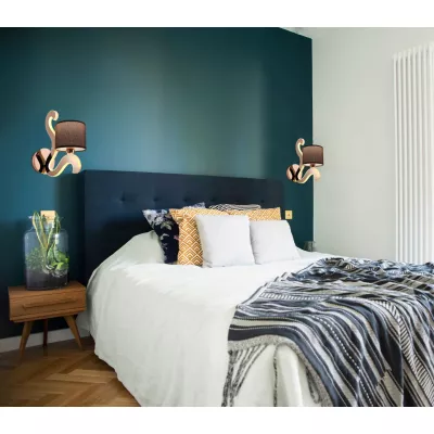 Moderní nástěnná lampa AMBROSIA - 1xE14, 40W + LED 6W, 2800K (teplá bílá), měděná