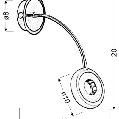 Nástěnná LED lampička k posteli ARM - 5W, 3000K (teplá bílá), chromovaná