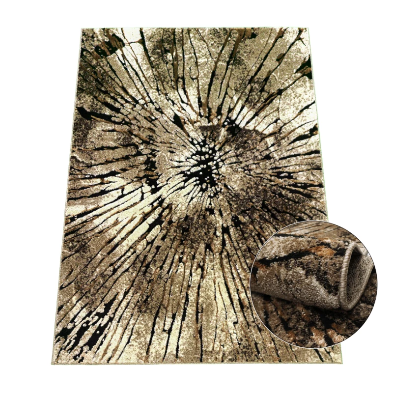 VÝPRODEJ - Kusový koberec s abstraktním vzorem 80x150 BRAWLEY 2 - béžový / hnědý