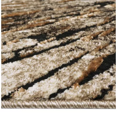 VÝPRODEJ - Kusový koberec s abstraktním vzorem 80x150 BRAWLEY 2 - béžový / hnědý
