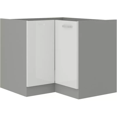 VÝPRODEJ - Dolní rohová skříňka ULLERIKE - 85x85 cm, bílá / šedá