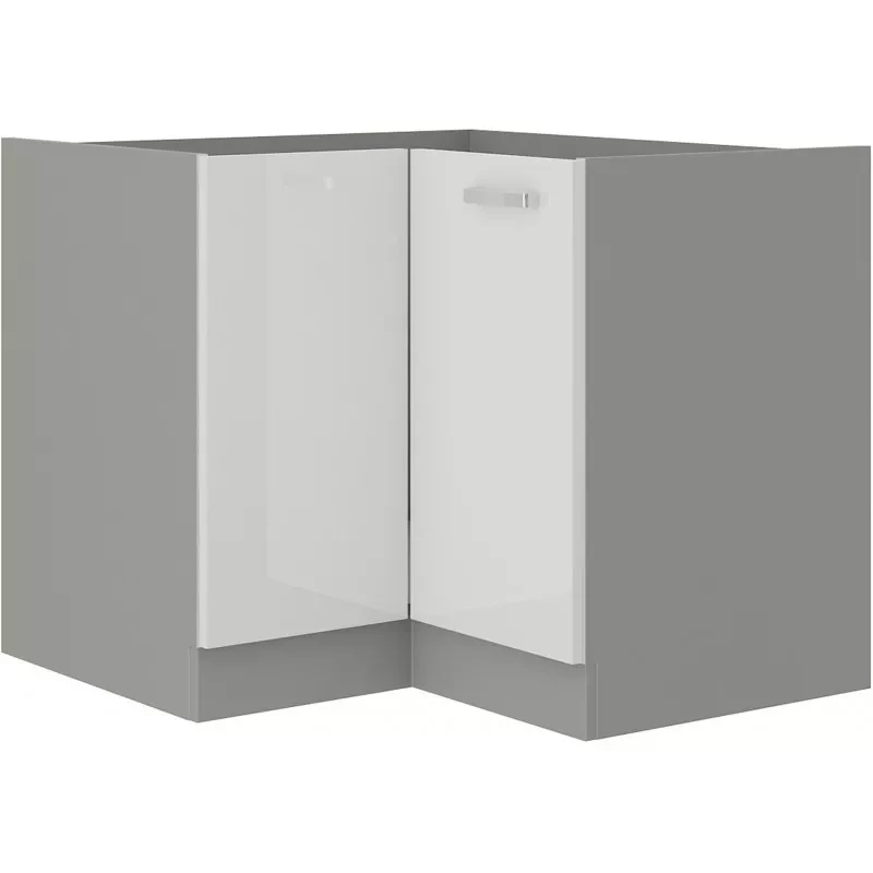 VÝPRODEJ - Dolní rohová skříňka ULLERIKE - 85x85 cm, bílá / šedá