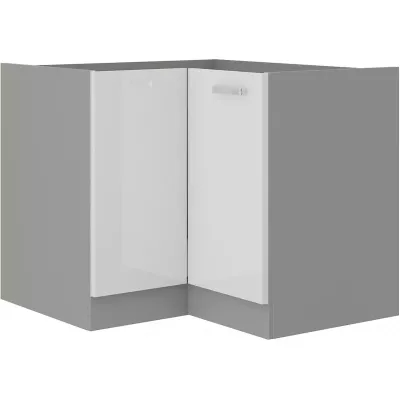 VÝPRODEJ - Dolní rohová skříňka ULLERIKE - 85x85 cm, bílá / šedá
