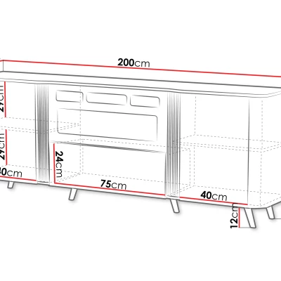 VÝPRODEJ - Komoda s dvířky s elektrickým krbem KLEMEK - černá