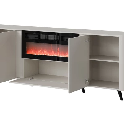 VÝPRODEJ - Komoda s dvířky s elektrickým krbem KLEMEK - černá