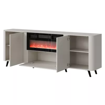 VÝPRODEJ - Komoda s dvířky s elektrickým krbem KLEMEK - černá