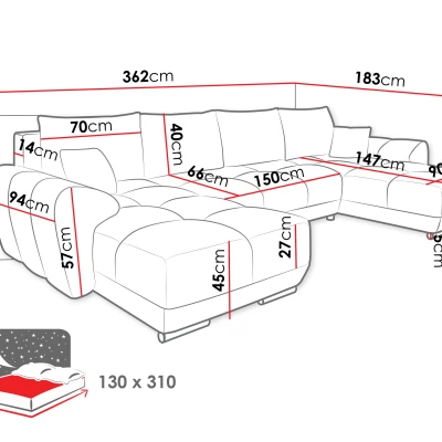 VÝPRODEJ - Rozkládací sedačka do U KIKER - světlá šedá