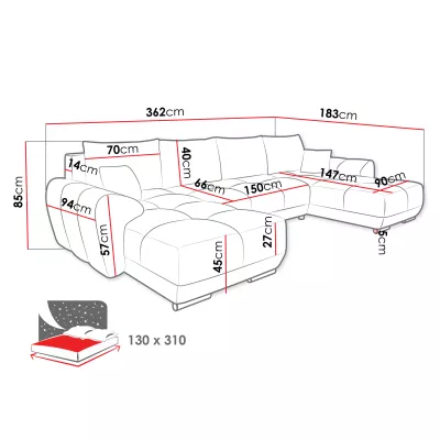 VÝPRODEJ - Rozkládací sedačka do U KIKER - světlá šedá
