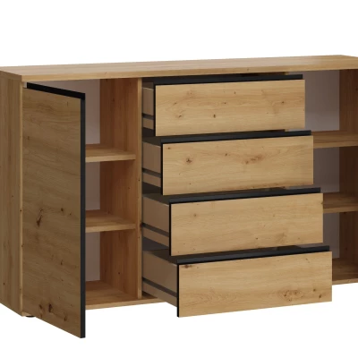 VÝPRODEJ - Široká kombinovaná komoda HERA - dub artisan