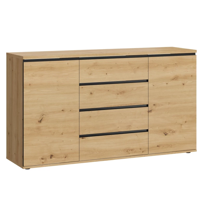 VÝPRODEJ - Široká kombinovaná komoda HERA - dub artisan