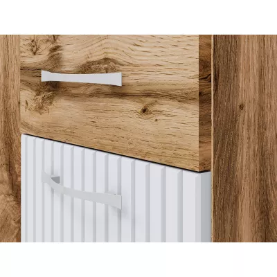 VÝPRODEJ - Koupelnová sestava s umyvadlem WINNA - dub wotan / bílá + sifon ZDARMA