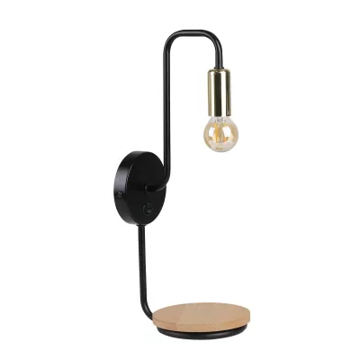 Nástěnná lampa s poličkou BIPI - 1xE14, 40W, černá / zlatá