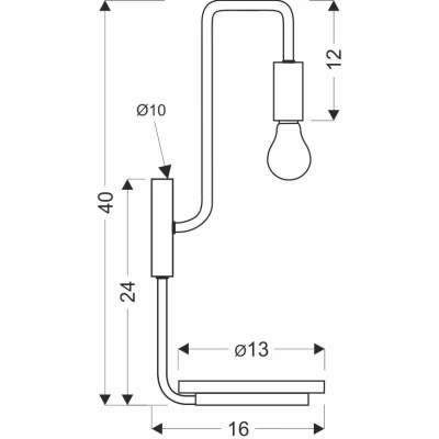Nástěnná lampa s poličkou BIPI - 1xE14, 40W, černá / zlatá