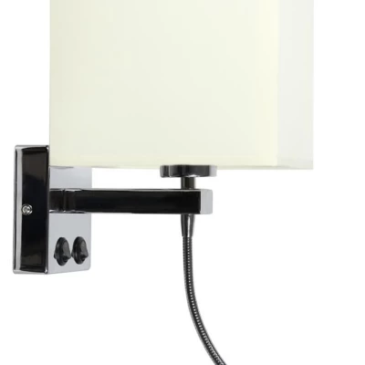 Nástěnná lampa se čtecím LED ramenem BOHO LAMPA - 1xE27, 40W + LED 2W, čtverec, béžová