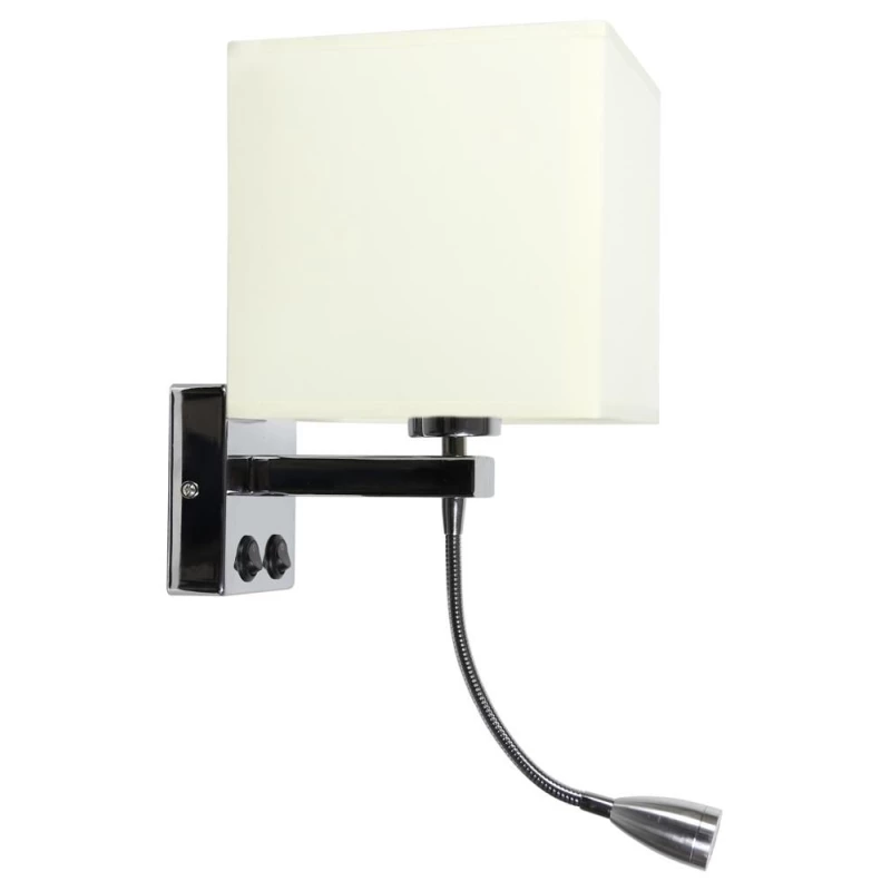 Nástěnná lampa se čtecím LED ramenem BOHO LAMPA - 1xE27, 40W + LED 2W, čtverec, béžová