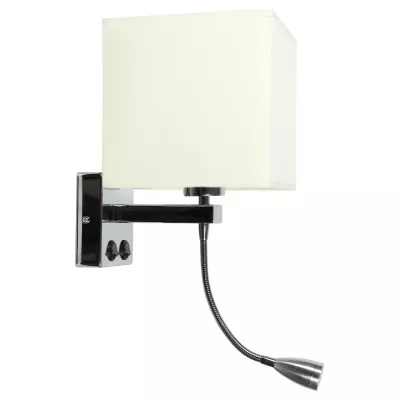 Nástěnná lampa se čtecím LED ramenem BOHO LAMPA - 1xE27, 40W + LED 2W, čtverec, béžová