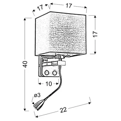 Nástěnná lampa se čtecím LED ramenem BOHO LAMPA - 1xE27, 40W + LED 2W, čtverec, béžová