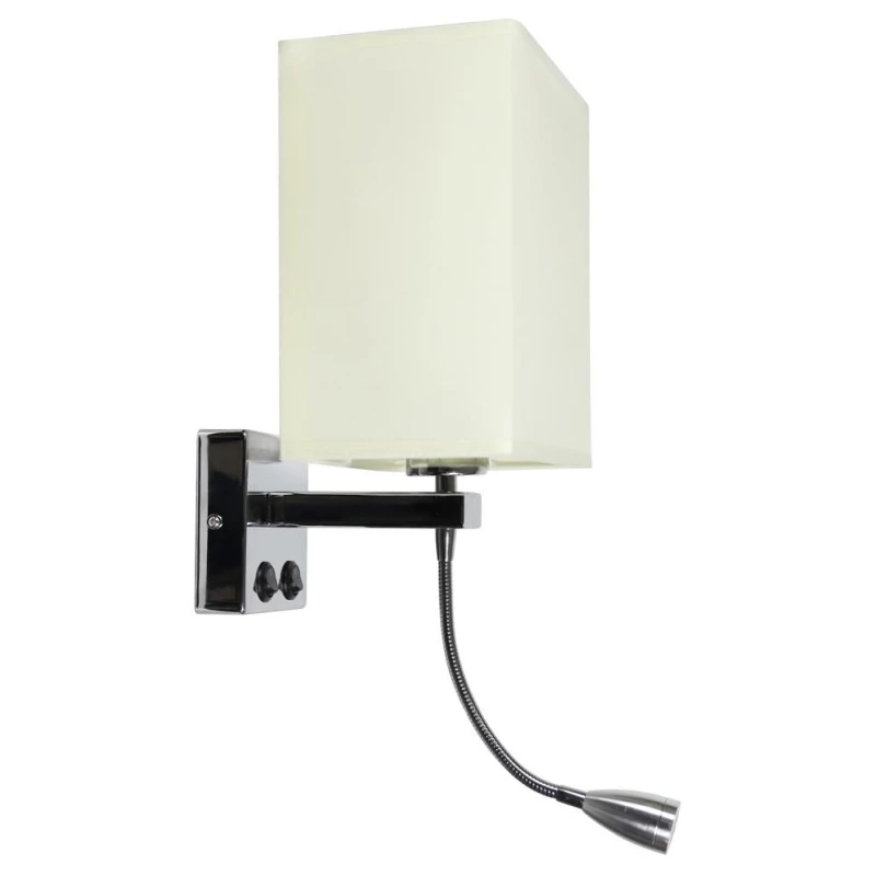 Nástěnná lampa se čtecím LED ramenem BOHO LAMPA - 1xE27, 40W + LED 2W, hranatá, béžová