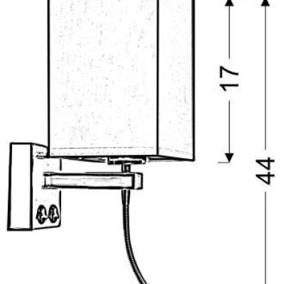 Nástěnná lampa se čtecím LED ramenem BOHO LAMPA - 1xE27, 40W + LED 2W, hranatá, béžová