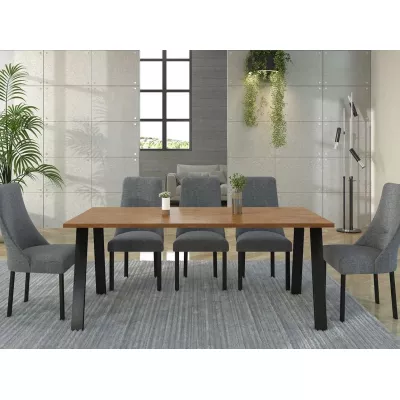 VÝPRODEJ - Stůl do jídelny 185x90 cm KOCIO - dub lancelot / černý