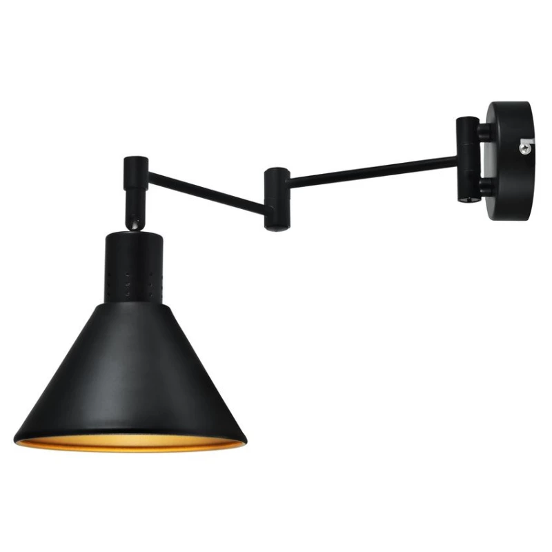 Nástěnná flexibilní lampa na čtení COPENHAGEN - 1xE14, 40W, černá / zlatá