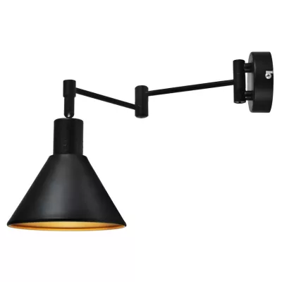 Nástěnná flexibilní lampa na čtení COPENHAGEN - 1xE14, 40W, černá / zlatá
