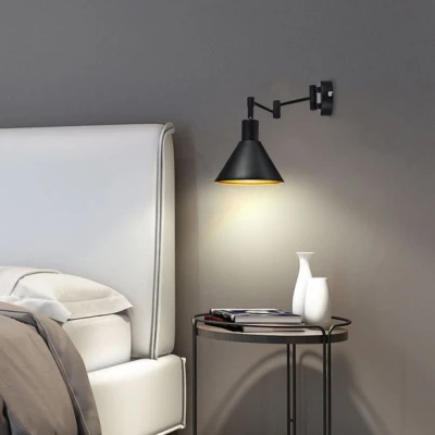 Nástěnná flexibilní lampa na čtení COPENHAGEN - 1xE14, 40W, černá / zlatá