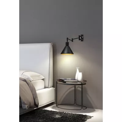Nástěnná flexibilní lampa na čtení COPENHAGEN - 1xE14, 40W, černá / zlatá