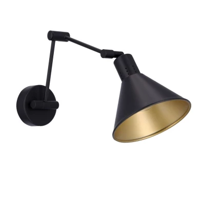 Nástěnná flexibilní lampa na čtení COPENHAGEN - 1xE14, 40W, černá / zlatá