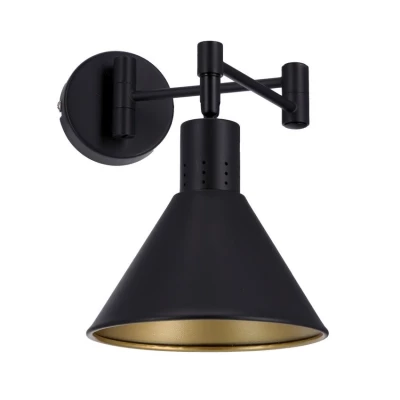 Nástěnná flexibilní lampa na čtení COPENHAGEN - 1xE14, 40W, černá / zlatá