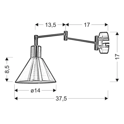 Nástěnná flexibilní lampa na čtení COPENHAGEN - 1xE14, 40W, černá / zlatá